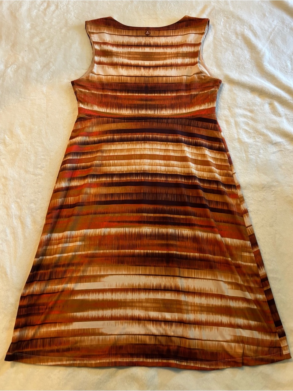 Prana Striped Sleeveless Midi Dress — Brown & Tan with Rust Accents - Picture 2 of 7